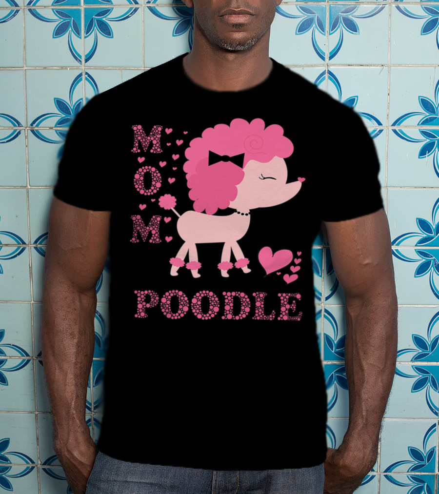 Poodle Mom Dog Hearts Bow T-Shirt