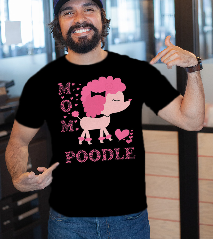 Poodle Mom Dog Hearts Bow T-Shirt
