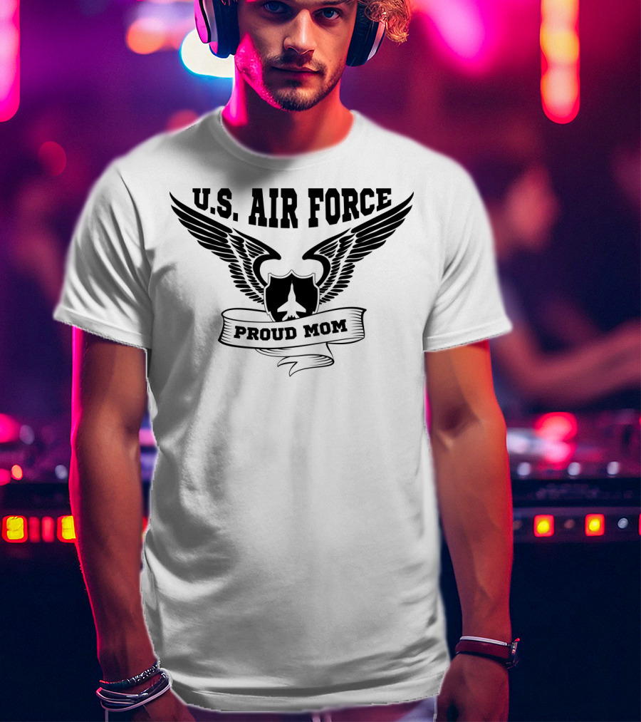 U.S. Air Force Proud Mom Winged Emblem T-Shirt