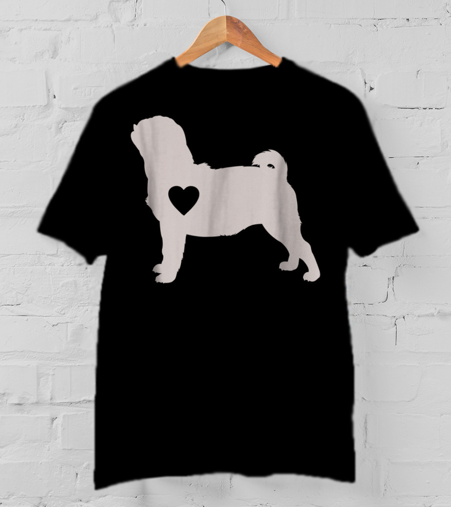 Pug Love Heart Silhouette Dog Idea Pug Dog T-Shirt