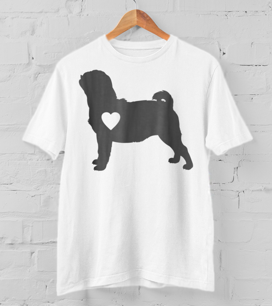 Pug Love Heart Silhouette Pug Dog Mom59 T-Shirt