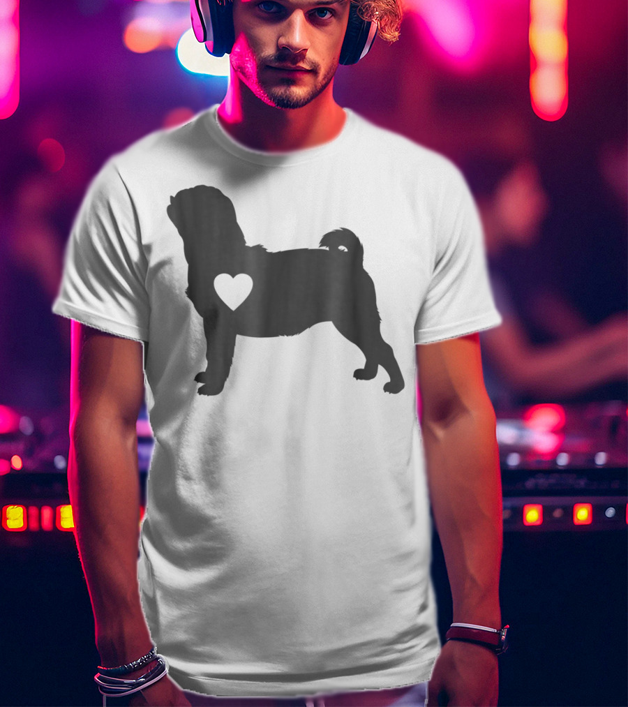 Pug Love Heart Silhouette Pug Dog Mom59 T-Shirt