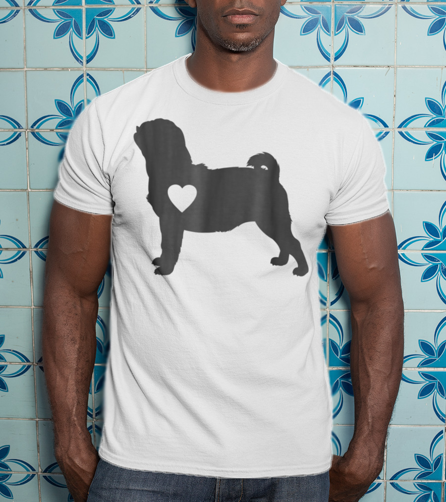 Pug Love Heart Silhouette Pug Dog Mom59 T-Shirt