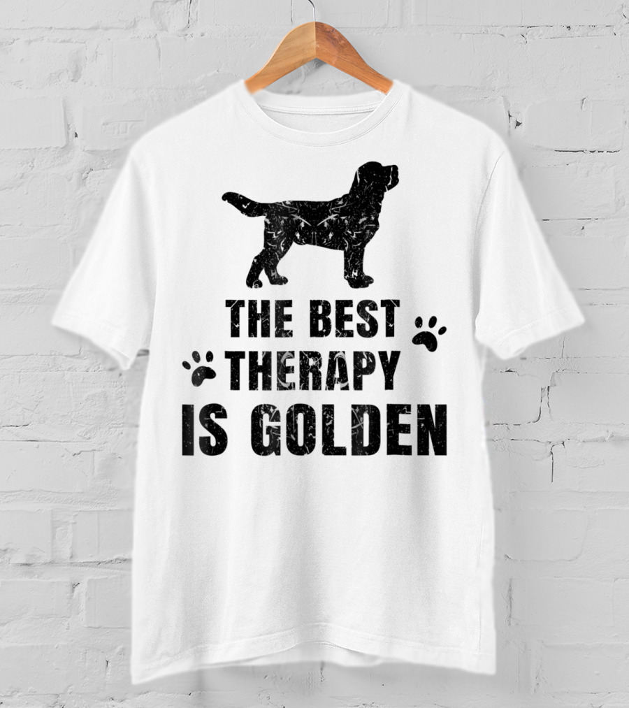 The Best Therapy Is Golden With Dog Paw Prints T-Shirt