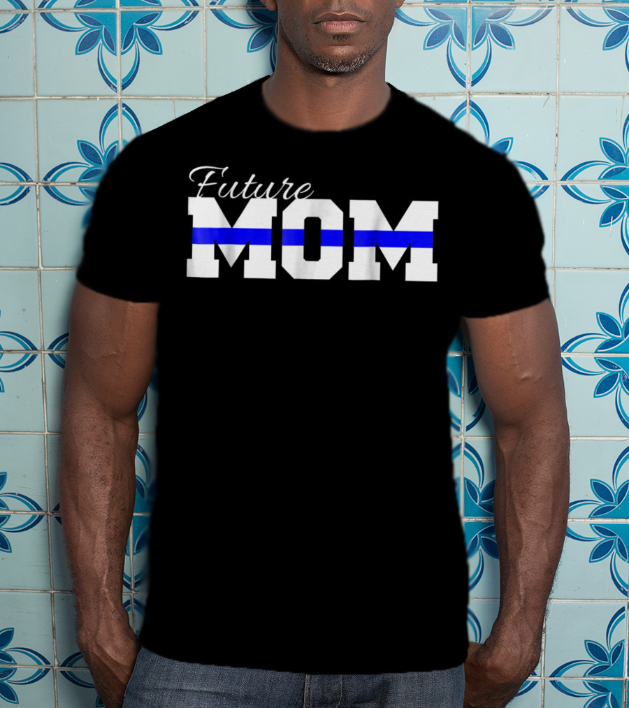 Future Mom Thin Blue Line Baby Announcement T-Shirt