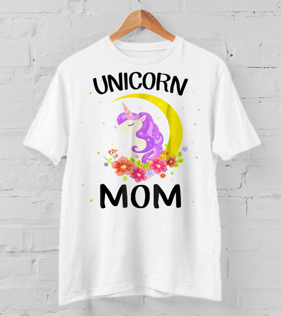 Unicorn Mom Moon Floral Magic T-Shirt