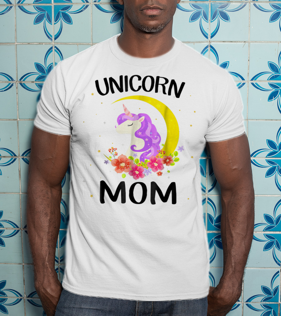 Unicorn Mom Moon Floral Magic T-Shirt
