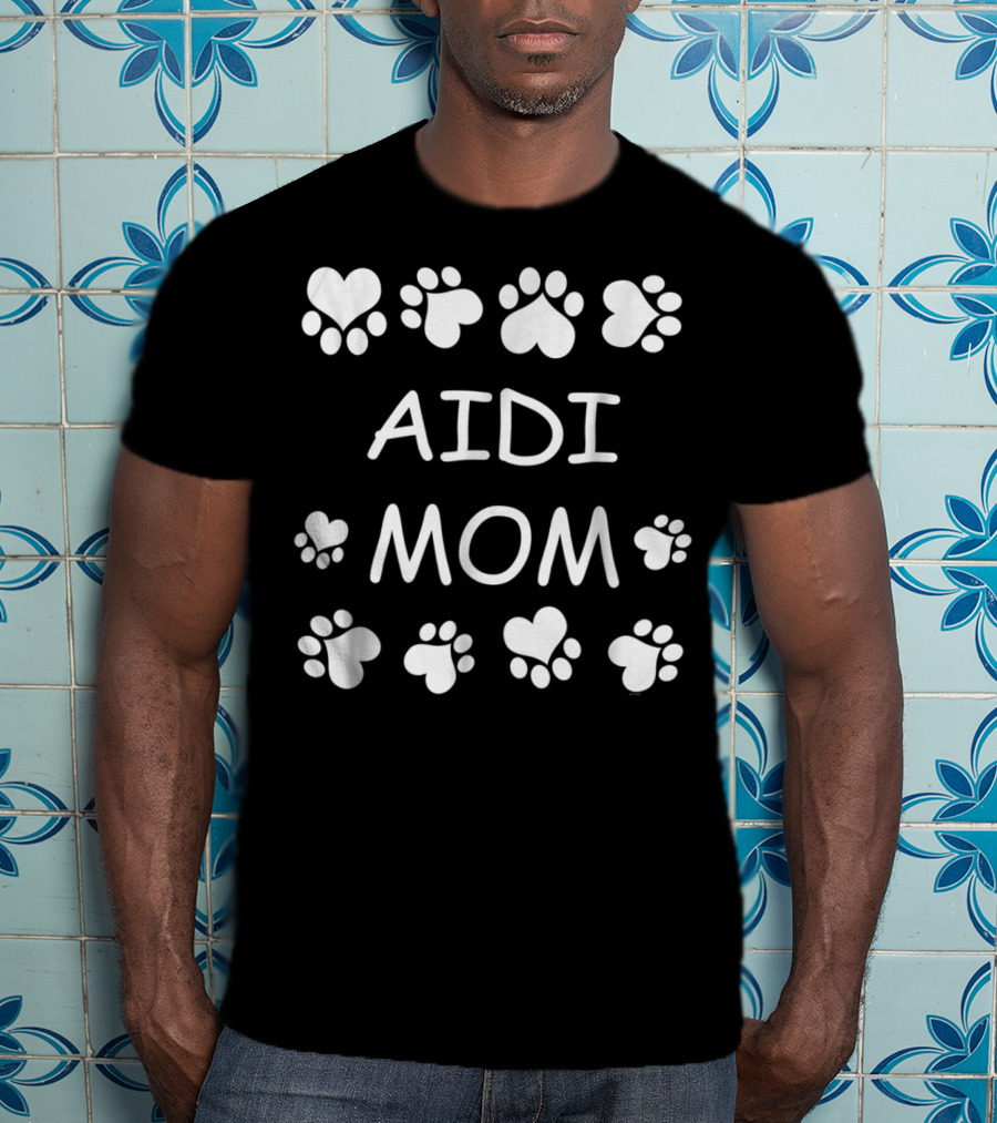 Aidi Mom Paw Print Heart Lover Christmas Birthday T-Shirt