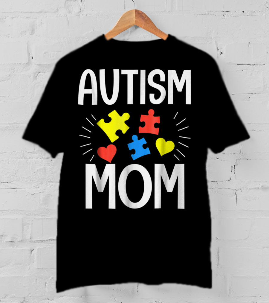 Autism Mom Colorful Puzzle Heart T-Shirt