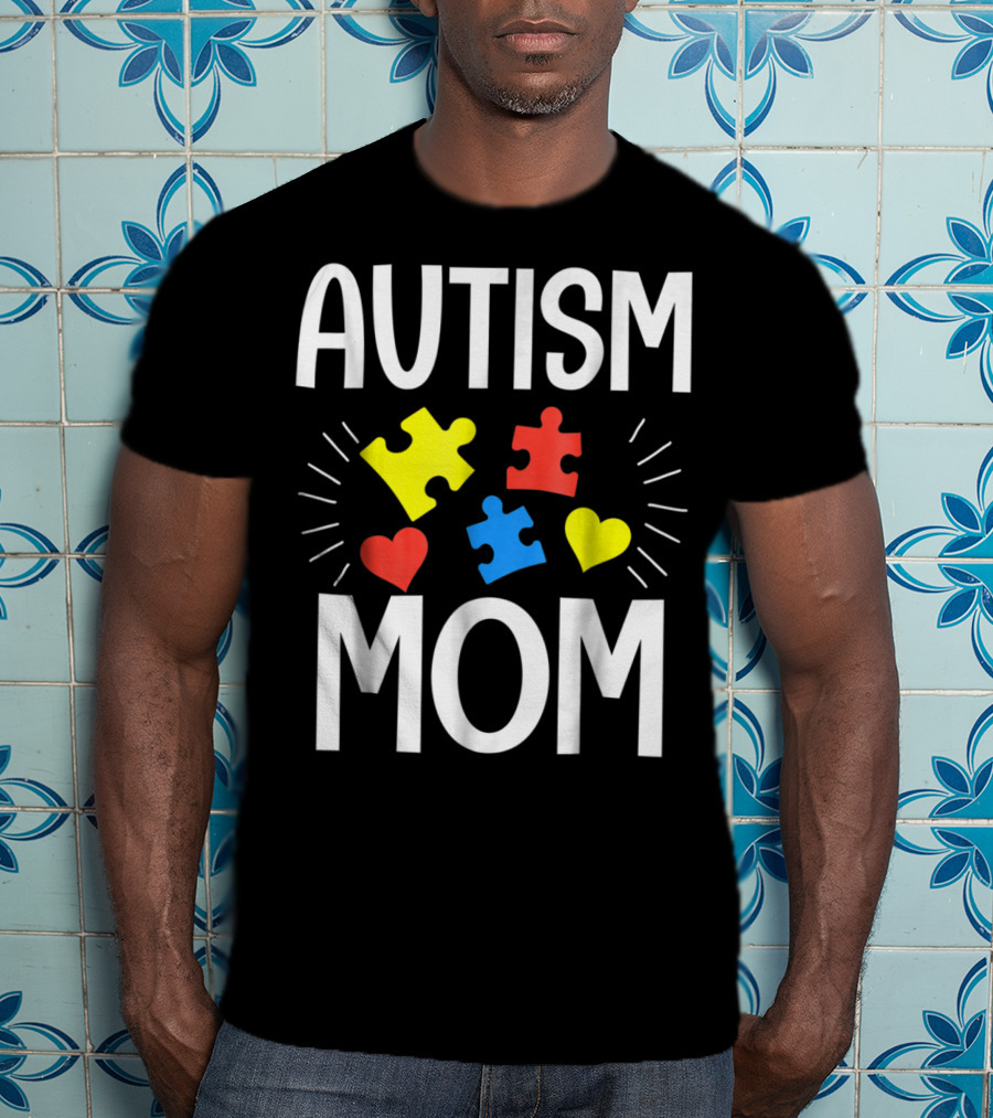 Autism Mom Colorful Puzzle Heart T-Shirt