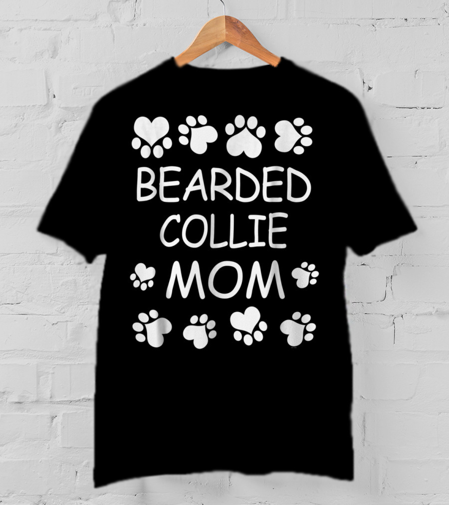 Bearded Collie Mom Paw Heart Lover For Christmas Birthday T-Shirt