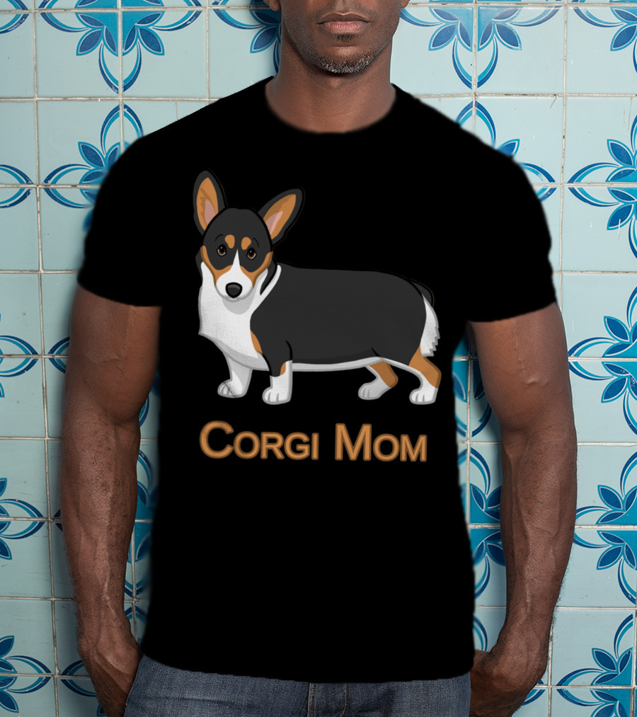 Corgi Mom Cute Black Tricolor Pembroke Dog Lovers T-Shirt