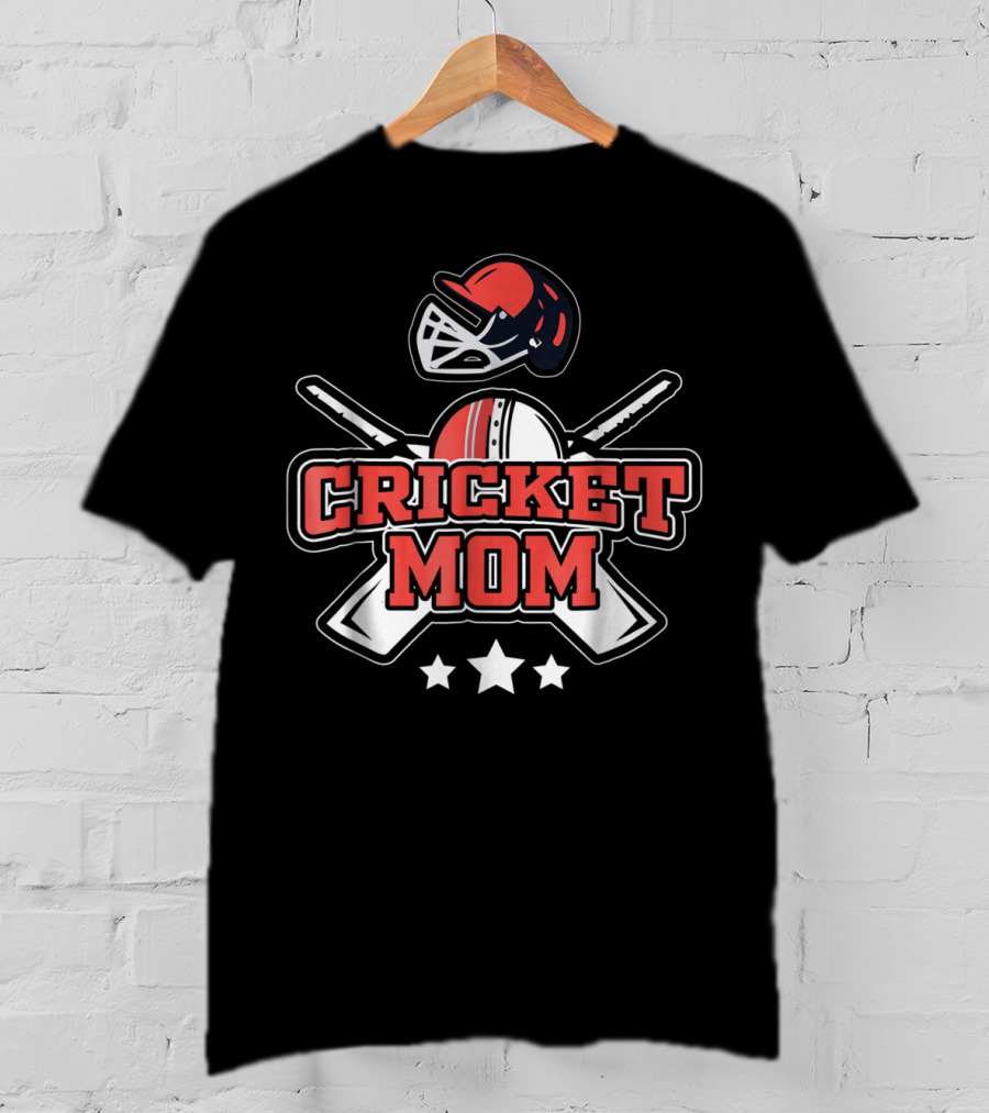 Cricket Mom Sports Bat Ball Team Field Helmet T-Shirt
