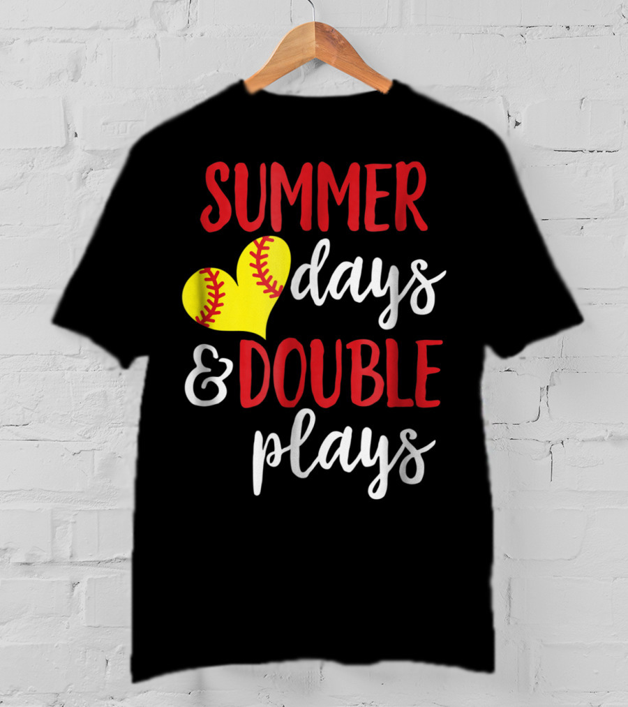 Summer Days And Double Plays Softball Girls T-Shirt