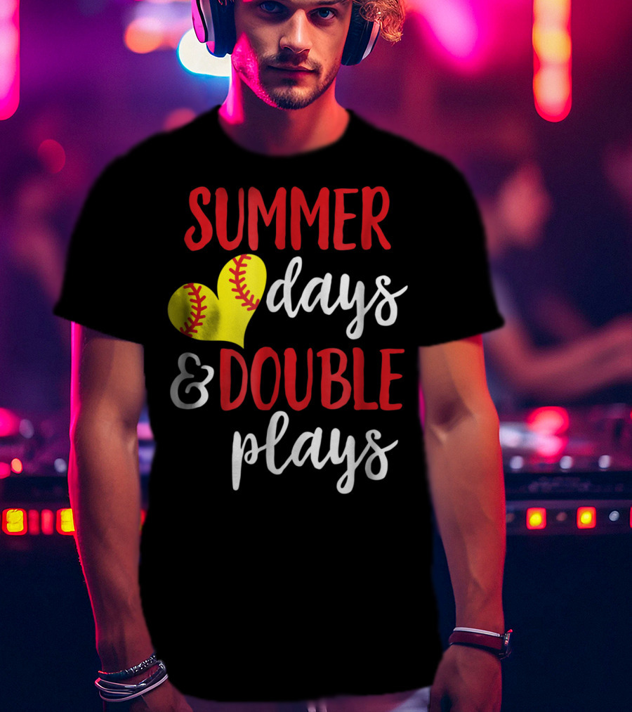 Summer Days And Double Plays Softball Girls T-Shirt