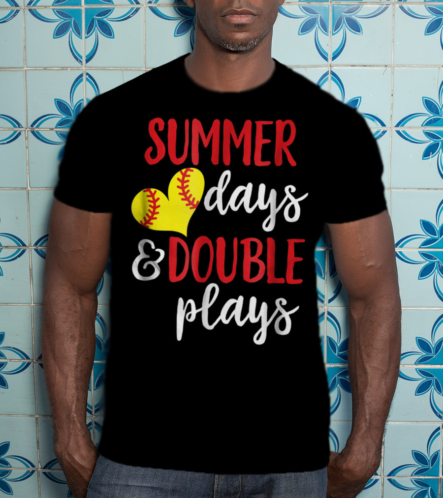 Summer Days And Double Plays Softball Girls T-Shirt
