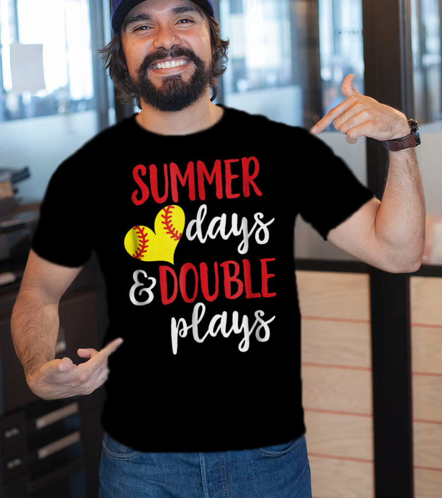 Summer Days And Double Plays Softball Girls T-Shirt