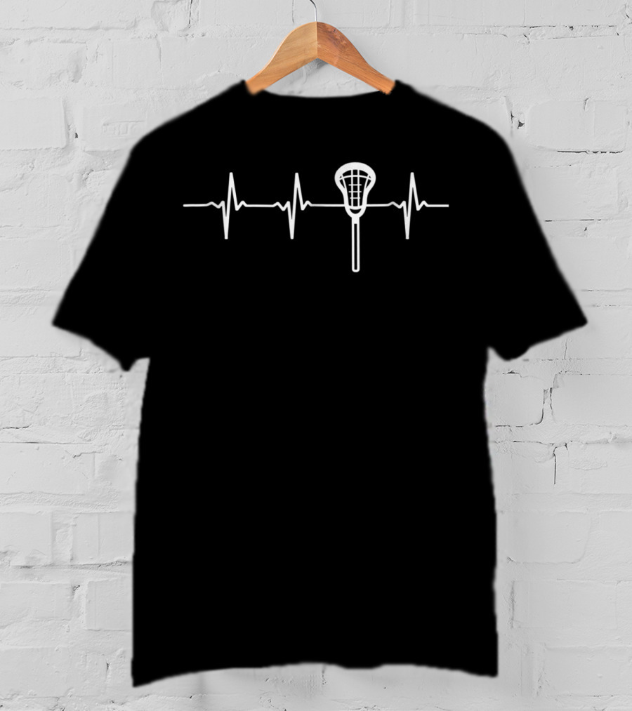 Funny Heartbeat Lacrosse Player Love78 Lacrosse Stick Heartbeat T-Shirt
