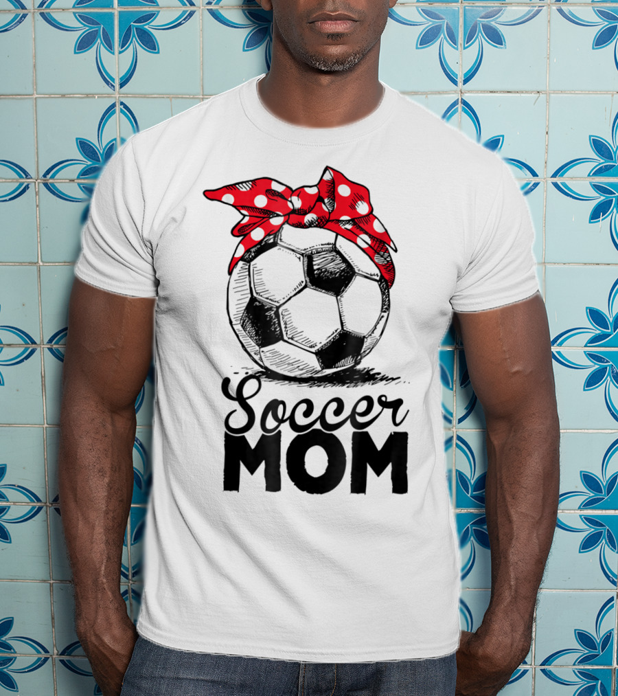 Funny Soccer Mom Polka Dot Bandana Vintage Soccer Fan Player17 T-Shirt
