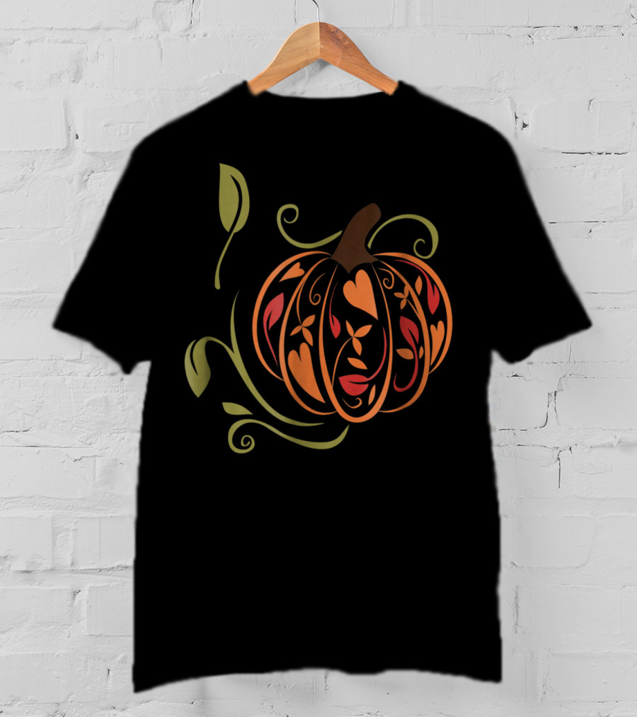 Autumn Pumpkin Fancy Elegant Teacher Mom Wife65 Fall T-Shirt