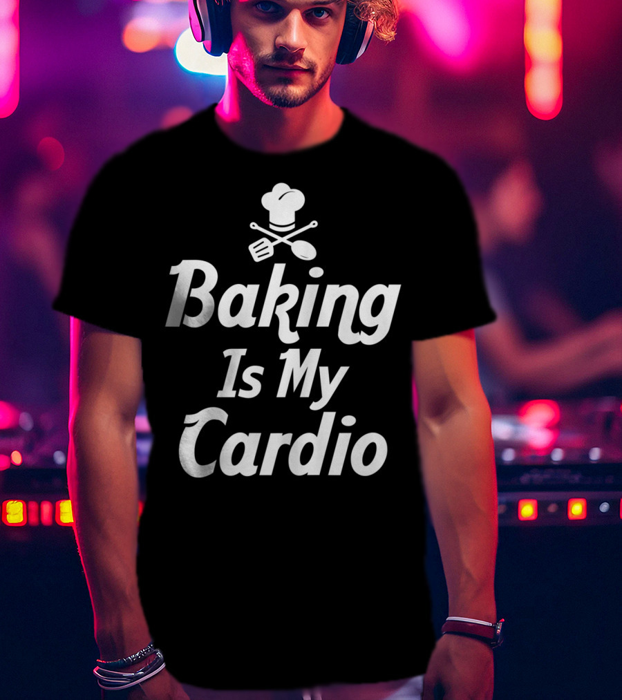 Bake Baking Is My Cardio Mom Grandma Chef Hat Spatula Spoon T-Shirt