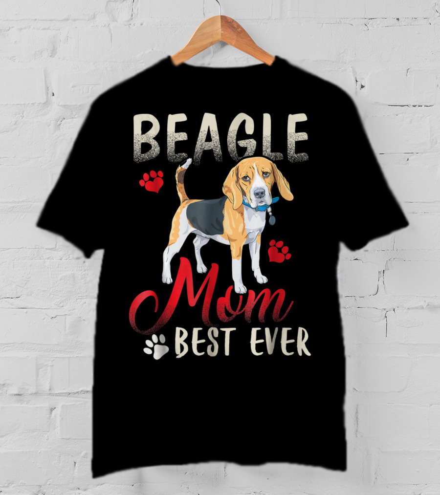 Beagle Mom Best Ever Beagle Dog With Paw Prints T-Shirt