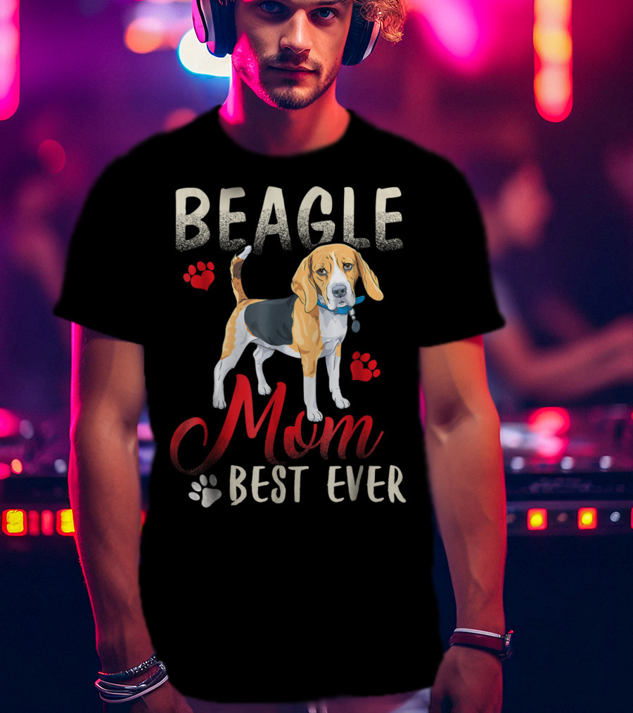 Beagle Mom Best Ever Beagle Dog With Paw Prints T-Shirt