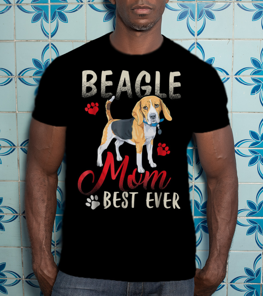 Beagle Mom Best Ever Beagle Dog With Paw Prints T-Shirt