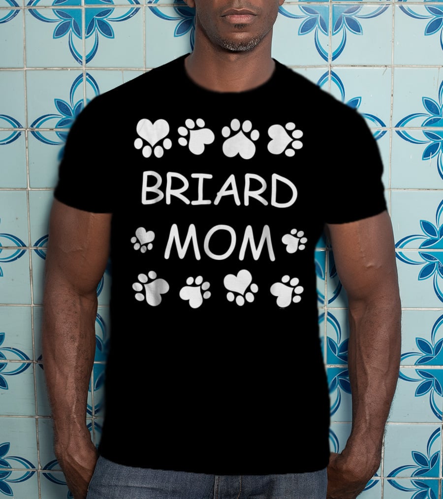Briard Mom Heart And Paw Print Lovers For Christmas Birthday T-Shirt