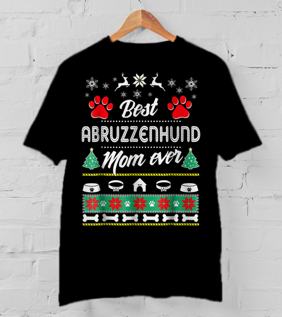 Best Abruzzenhund Mom Ever Holiday Paw And Snowflake Motif T-Shirt
