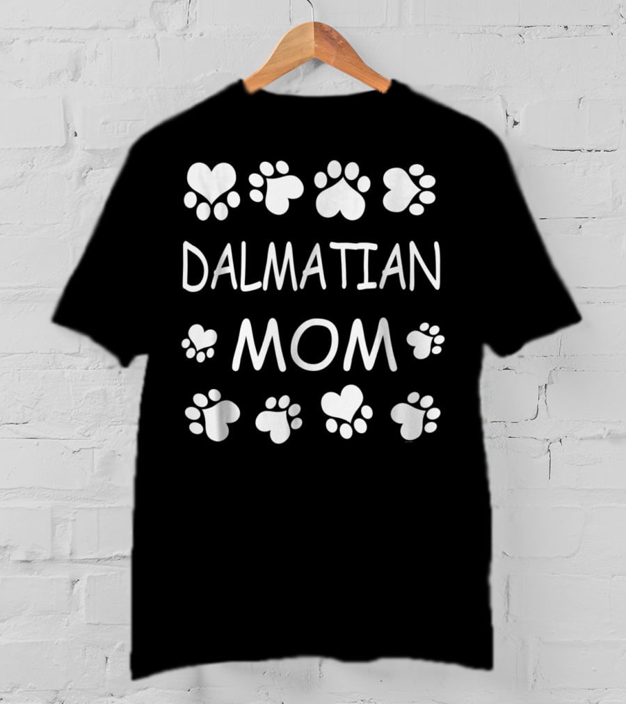 Dalmatian Mom Paw Prints Heart Lovers Christmas Birthday T-Shirt