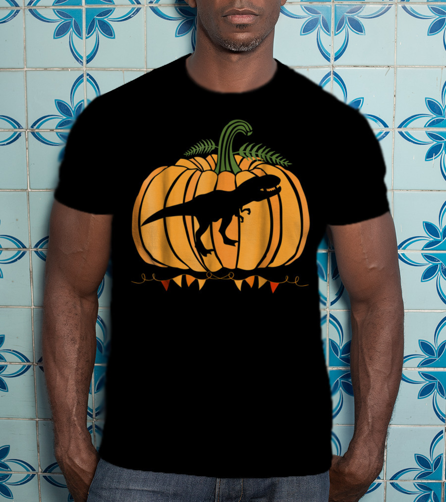 Dinosaur Inside Pumpkin Halloween Dad Mom63 T-Shirt