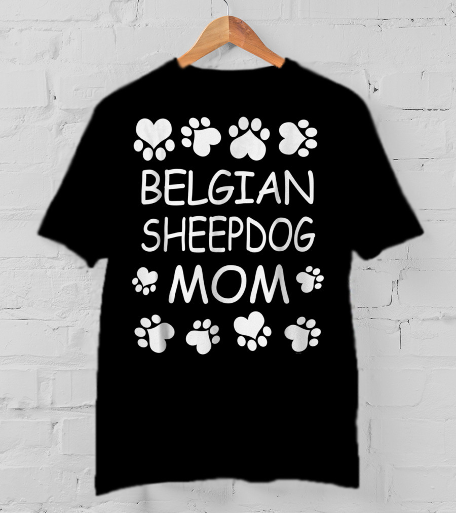 Belgian Sheepdog Mom Paw And Heart T-Shirt
