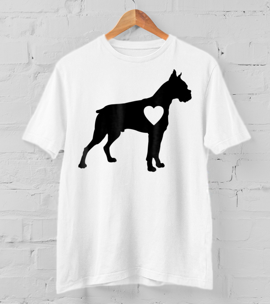 Boxer Dog Heart Silhouette Design For Loving Dog Moms T-Shirt