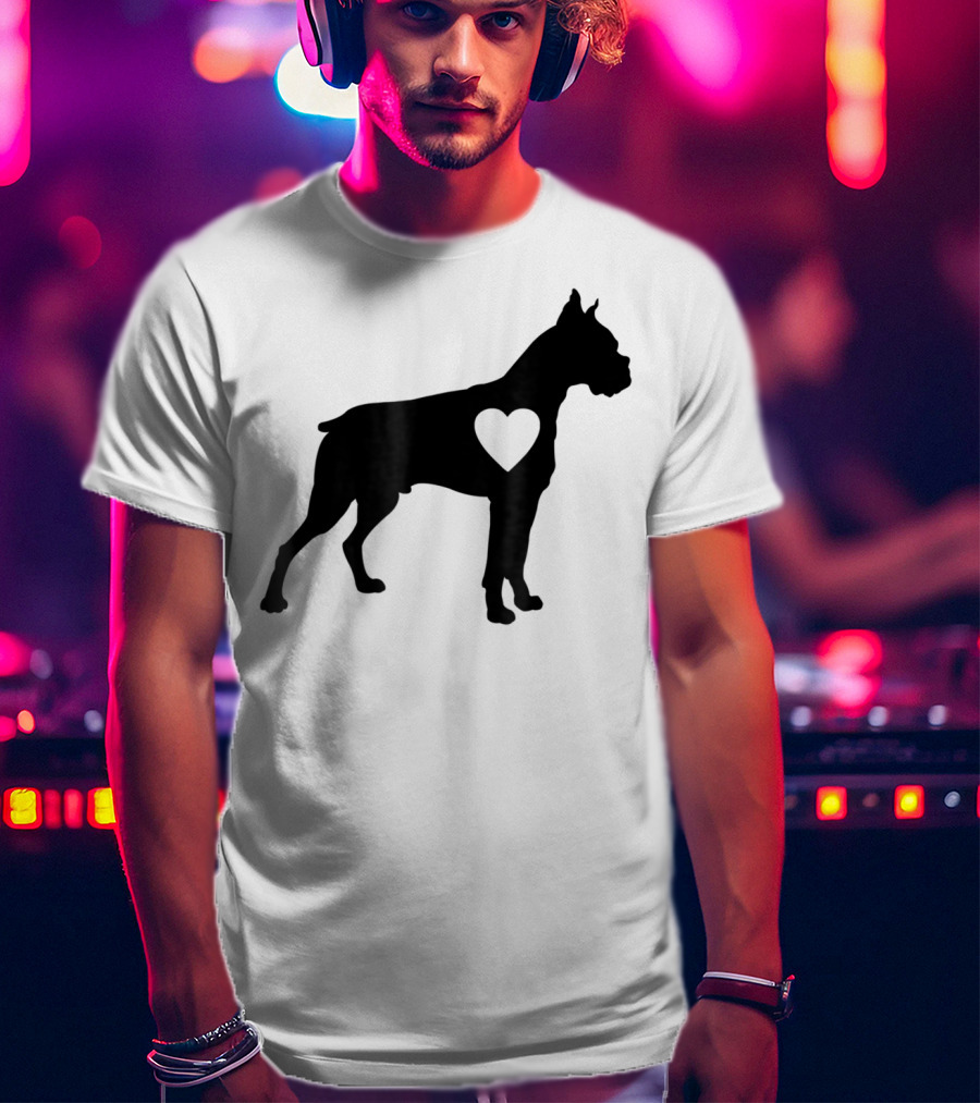 Boxer Dog Heart Silhouette Design For Loving Dog Moms T-Shirt
