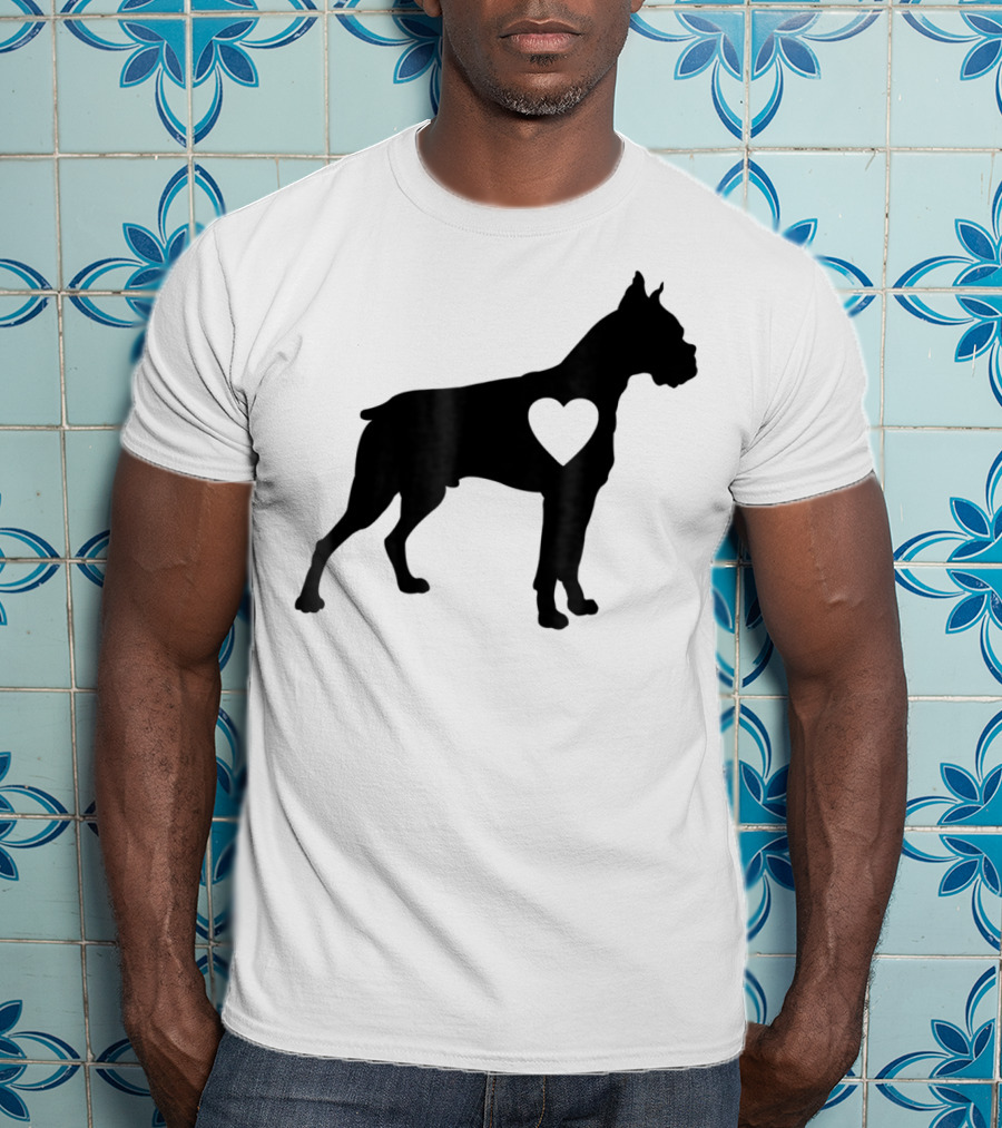 Boxer Dog Heart Silhouette Design For Loving Dog Moms T-Shirt