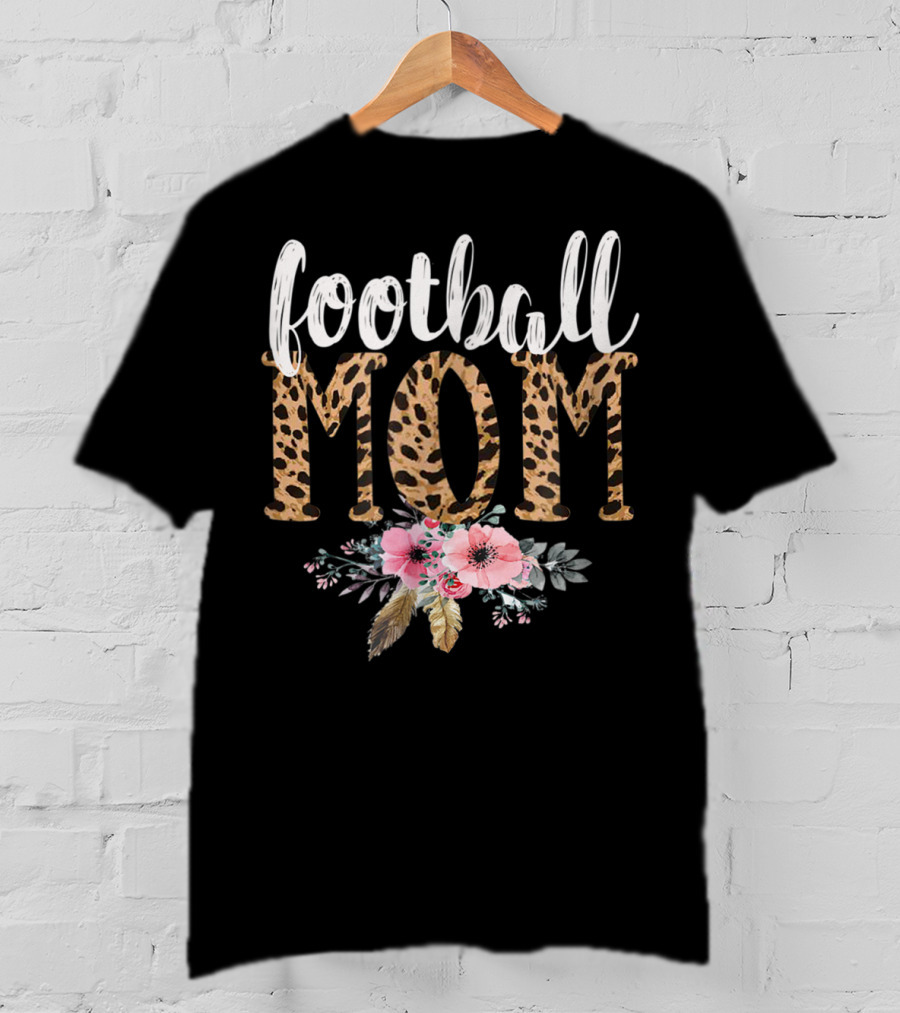Football Mom Boho Leopard Floral T-Shirt