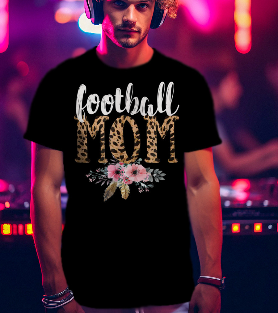 Football Mom Boho Leopard Floral T-Shirt