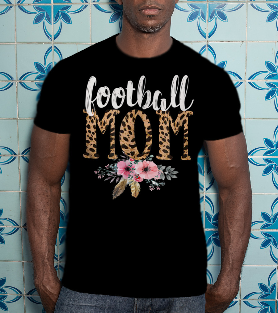 Football Mom Boho Leopard Floral T-Shirt
