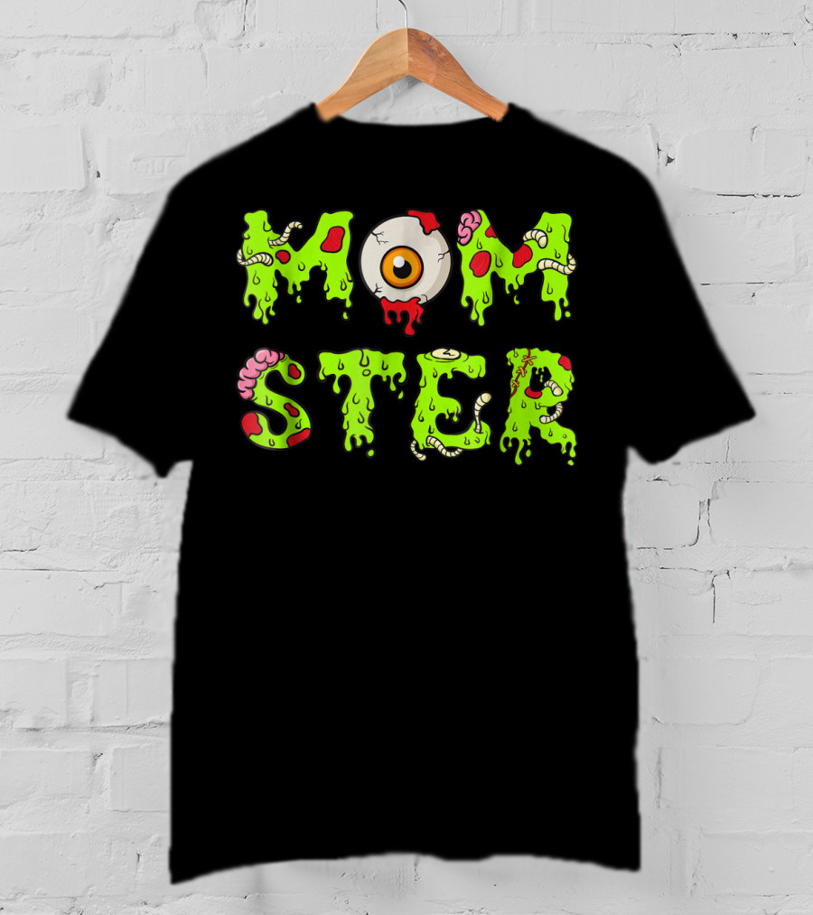 Momster49 Funny Halloween Monster Eye Slime Text T-Shirt