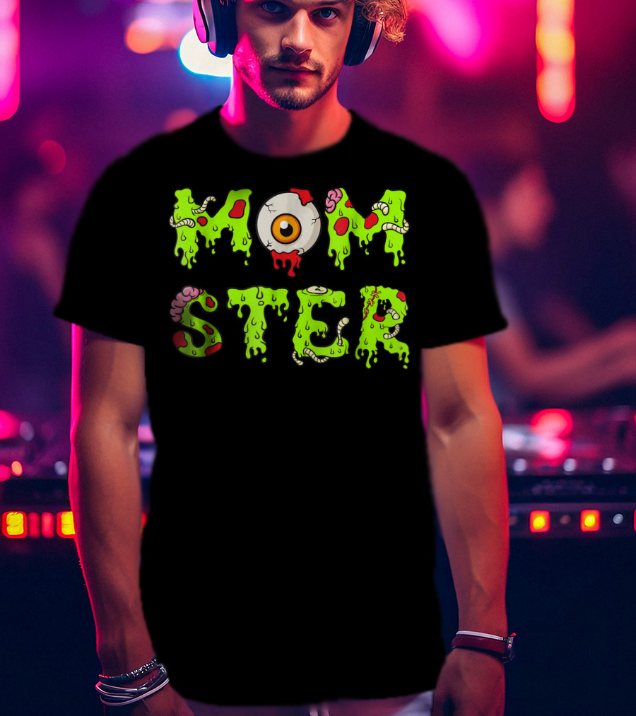 Momster49 Funny Halloween Monster Eye Slime Text T-Shirt