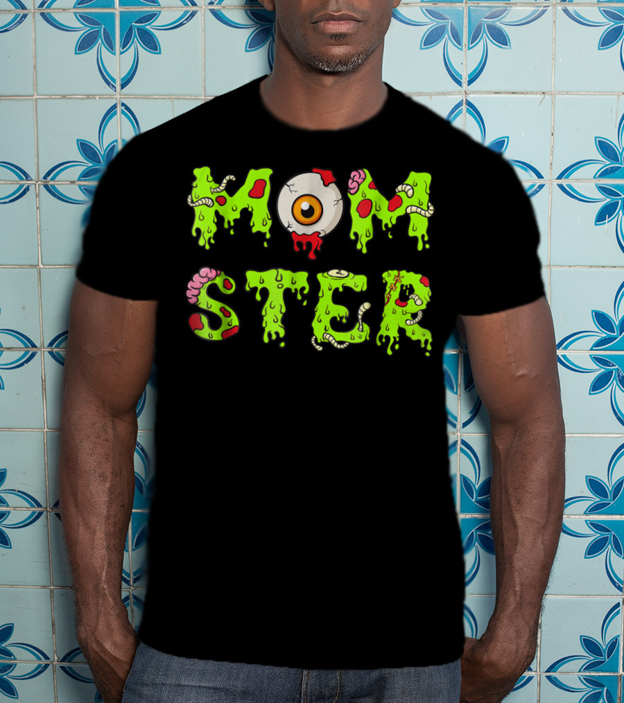 Momster49 Funny Halloween Monster Eye Slime Text T-Shirt