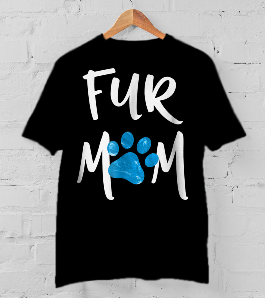 Fur Mom Blue Marble Paw Print Dog Cat Lover T-Shirt