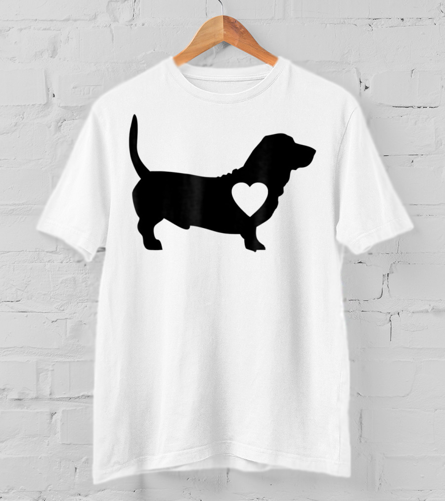 Basset Love Heart Silhouette Dog Idea Dog T-Shirt