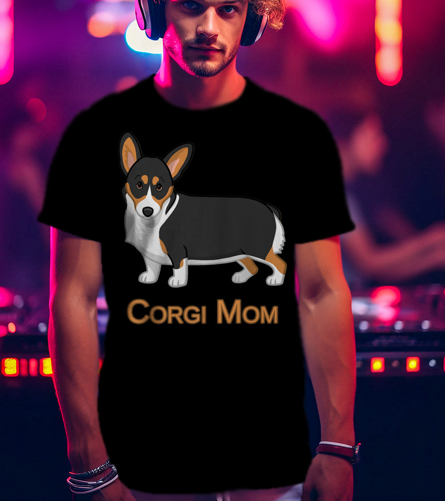 Corgi Mom Black Tricolor Cute Pembroke Corgi T-Shirt
