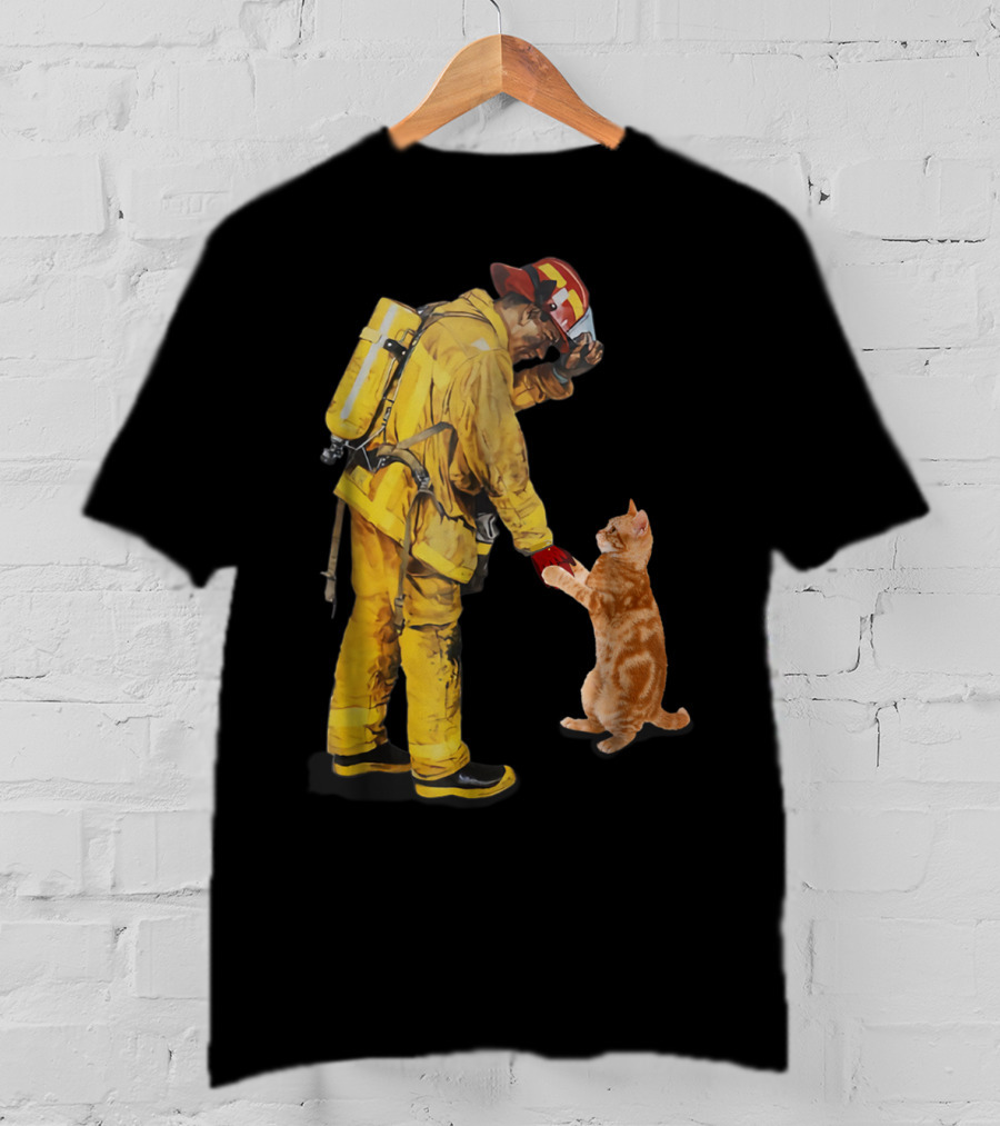 Cats Shaking Hands With Firefighter Mom T-Shirt