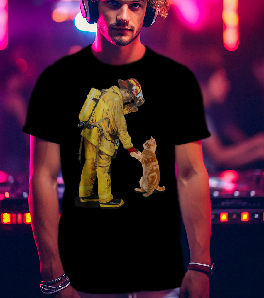 Cats Shaking Hands With Firefighter Mom T-Shirt