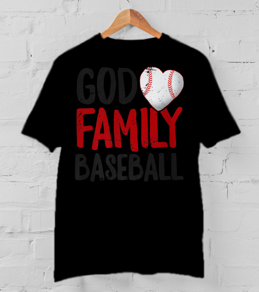 God Family Baseball Mom Mother Dad Father Coach27 Heart Baseball T-Shirt
