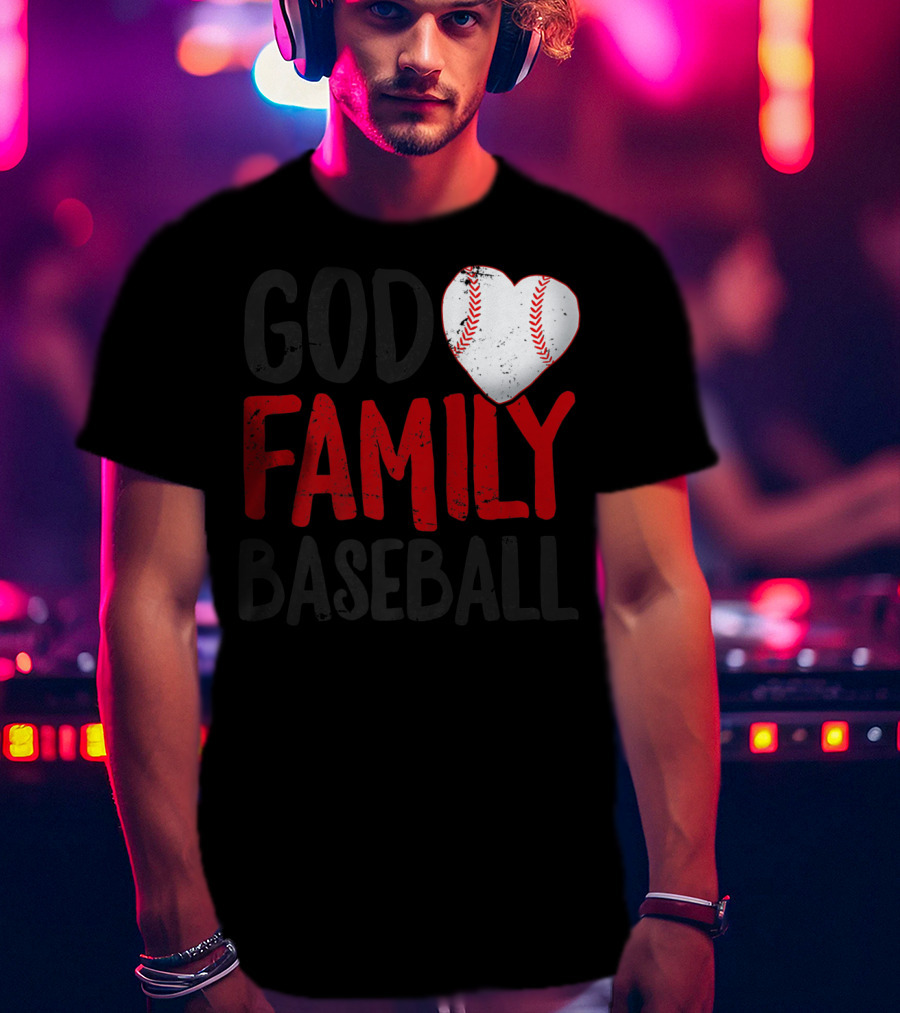 God Family Baseball Mom Mother Dad Father Coach27 Heart Baseball T-Shirt