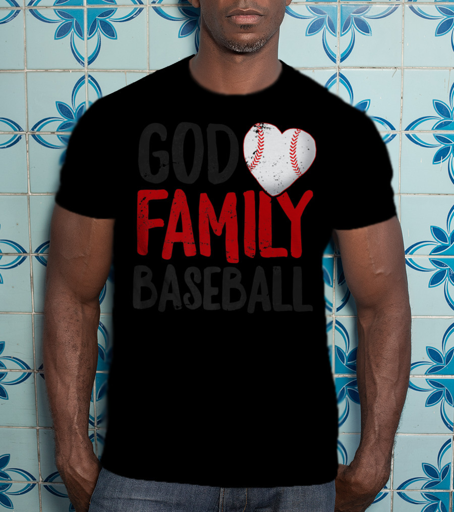 God Family Baseball Mom Mother Dad Father Coach27 Heart Baseball T-Shirt